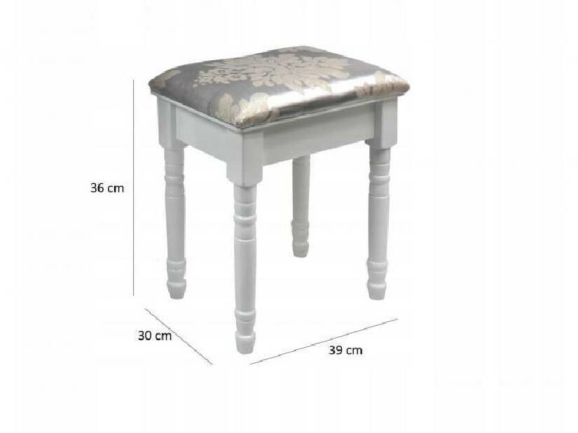 Toaletni stolić s tabureom Tudor (s LED rasvjetom) (bijela)