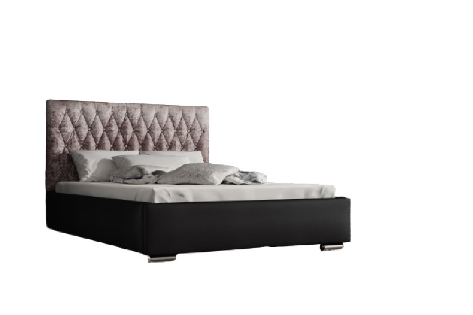 Bračni krevet 180 cm Seaford (sivo smeđa + crna) (s podnicom)
