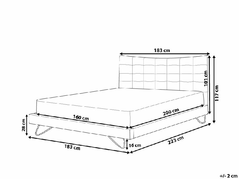 Bračni krevet 160 cm LANEL (s podnicom) (bež)