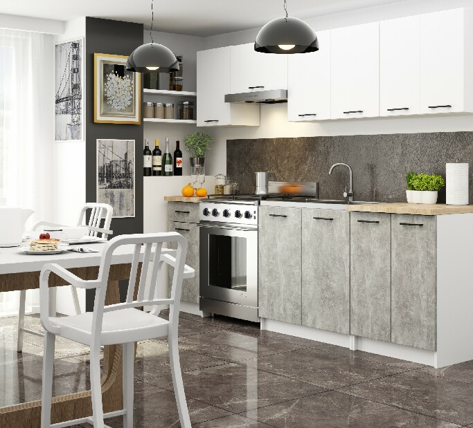 Donji kuhinjski ormarić Ozara S60 2D (bijela + beton)