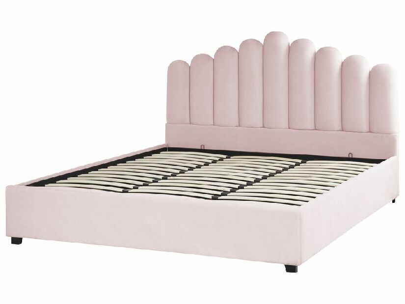 Bračni krevet 180 cm Valhala (ružičasta) (s podnicom i prostorom za odlaganje)