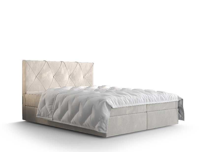 Bračni krevet Boxspring 140 cm Athena (bež) (s madracem i prostorom za odlaganje)