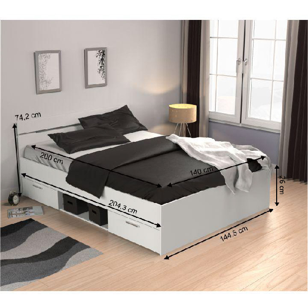 Bračni krevet 140 cm Myriam (bijela) 