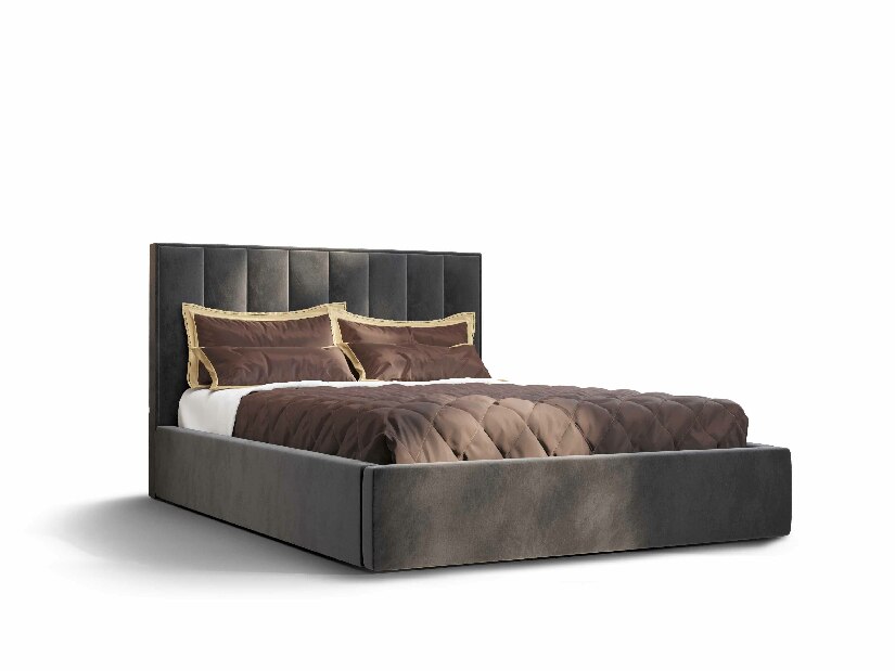 Bračni krevet 160 cm Ocie (tamnosiva) (s podnicom i prostorom za odlaganje)
