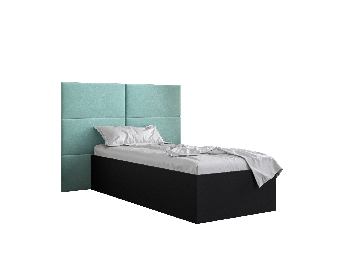 Jednostruki krevet s tapeciranim uzglavljem 90 cm Brittany 2 (crna mat + metvica) (s podnicom)