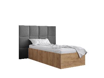 Jednostruki krevet s tapeciranim uzglavljem 90 cm Brittany 4 (hrast craft zlatni + siva) (s podnicom)
