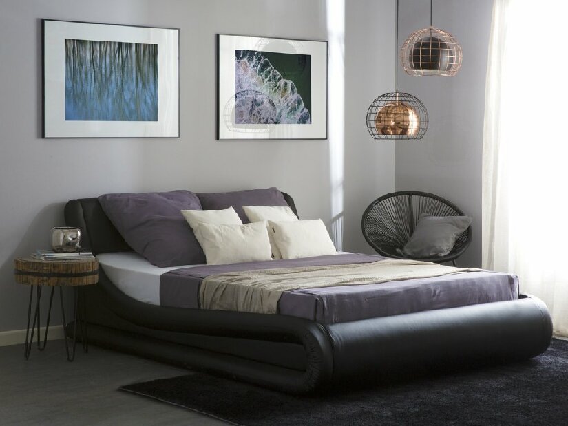 Bračni krevet 180 cm AVENUE (s podnicom prostorom za odlaganje) (crna)