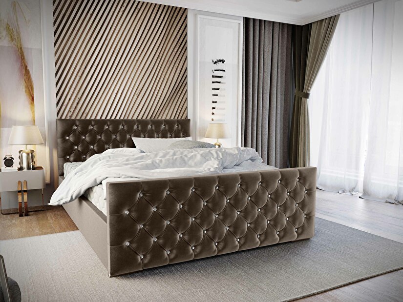 Bračni krevet 140 cm Quintin (smeđa) (s podnicom i prostorom za odlaganje)