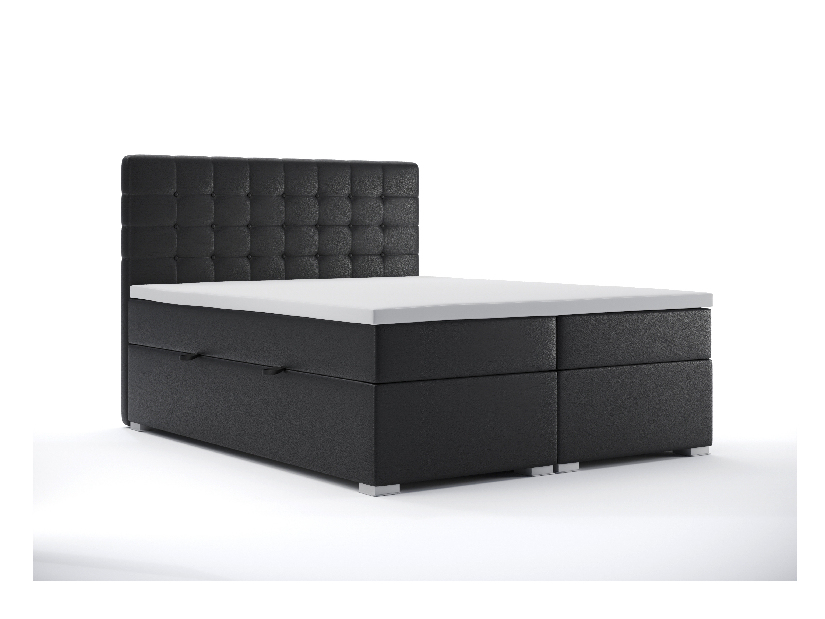 Bračni krevet Boxspring 140 cm Clady (crna ekokoža) (s prostorom za odlaganje)