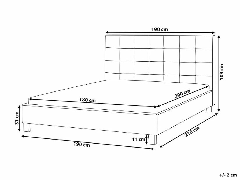 Bračni krevet 180 cm Rhiannon (smeđa) (s podnicom i madracem)