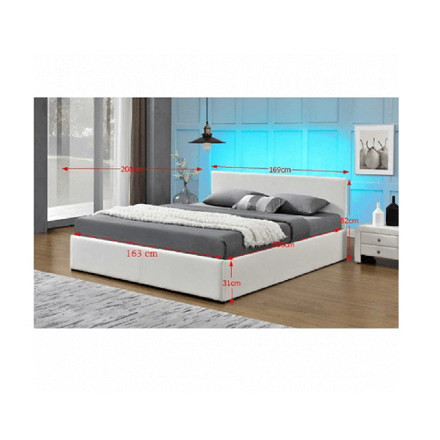 Bračni krevet 160 cm Jora (S podnicom, prostorom za odlaganje i LED) 
