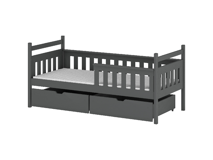 Dječji krevet 80 x 180 cm Emelda (s podnicom i prostorom za odlaganje) (grafit)