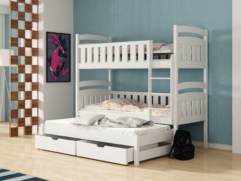Dječji krevet 90 x 200 cm OLLIE (s podnicom i prostorom za odlaganje) (bijela)