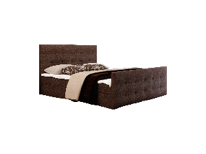 Bračni krevet Boxspring 140 cm Milagros 2 (tamnosmeđa) (s madracem i prostorom za odlaganje)