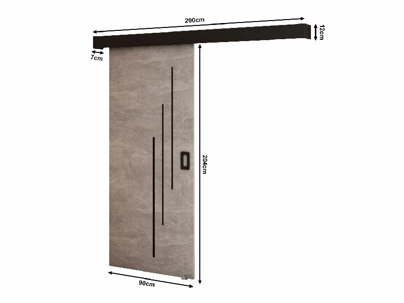 Klizna vrata 90 cm Bethany V (beton + crna mat)