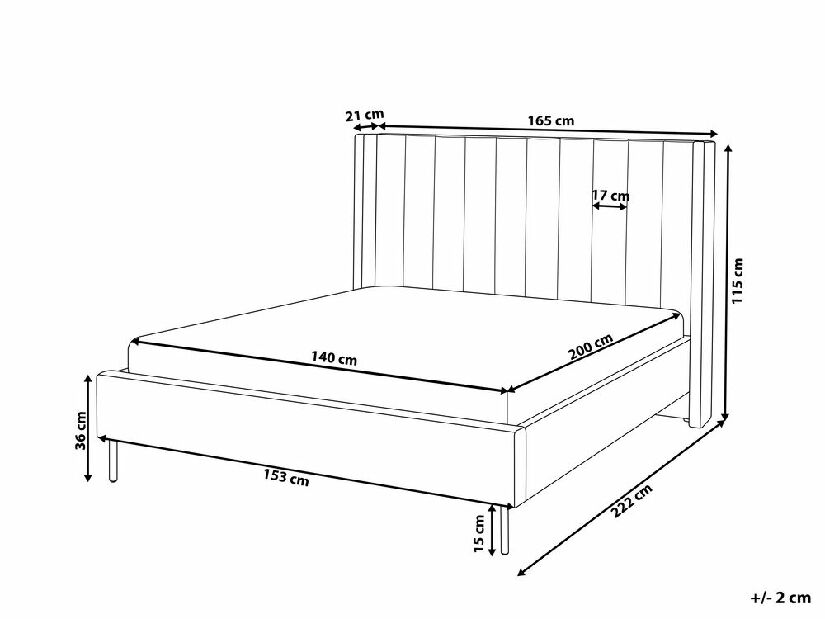 Bračni krevet 140 cm Vue (sivo-bež) (s podnicom)