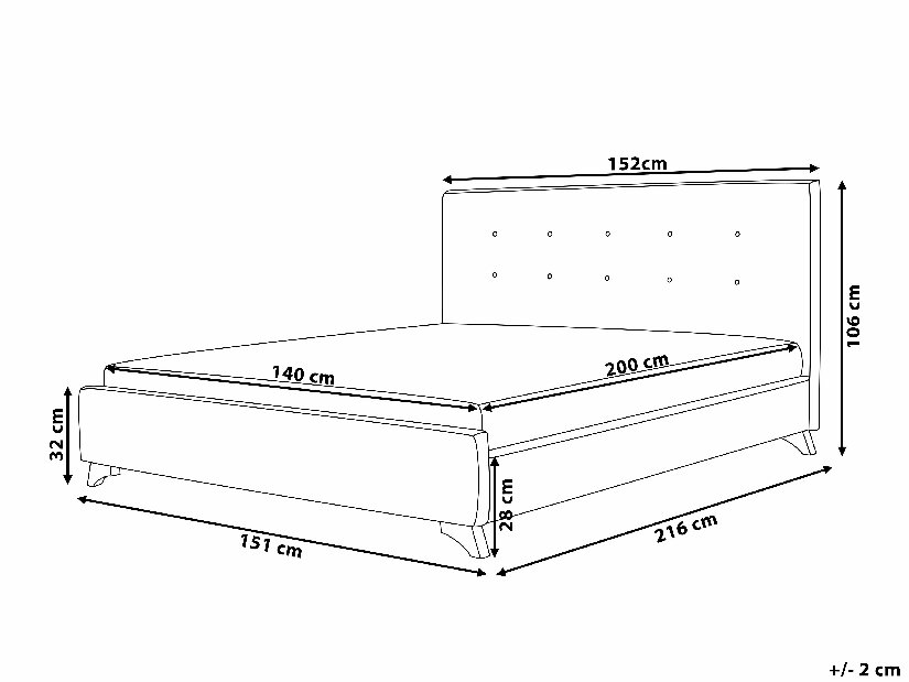 Bračni krevet 140 cm AMBRE (s podnicom) (crna)