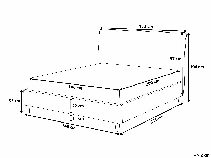 Bračni krevet 140 cm SANCHEZ (s podnicom) (bež)
