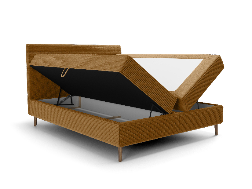 Bračni krevet 200 cm Napoli Comfort (karamela) (s podnicom, s prostorom za odlaganje)