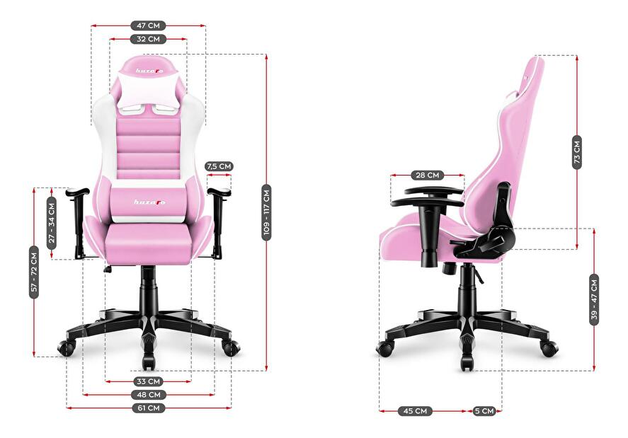 Dječja gaming stolica Rover 6 (bijela + ružičasta)
