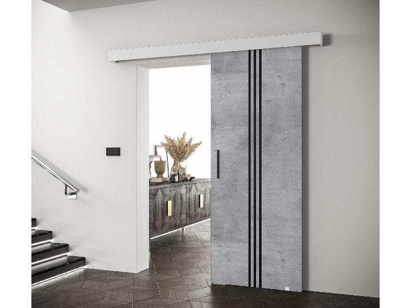 Klizna vrata 90 cm Sharlene V (beton + bijela mat + crna)