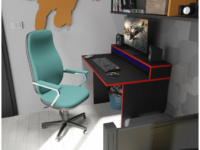 Gaming PC stol Adapt (crna + crvena) (s RGB LED rasvjetom)