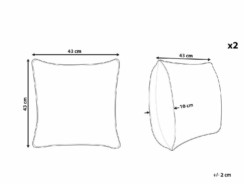Set 2 ukrasna jastuka 43 x 43 cm Pur (bijela)