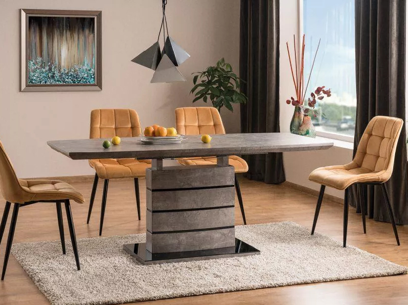 Blagovaonski stol na razvlačenje 140-180 cm Leisha (beton) (za 4 do 8 osoba)