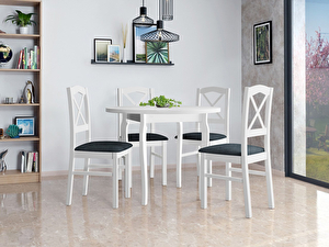 Okrugli stol sa stolicama (4 kom.) Mirjan Axel (bijela + siva)