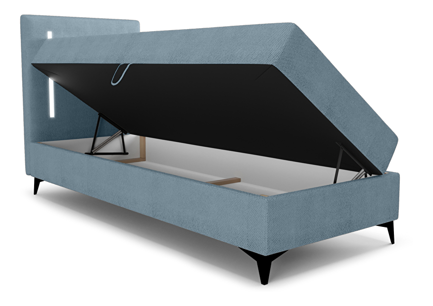 Jednostruki krevet 90 cm Ortega Bonell (svijetloplava) (s podnicom, bez prostora za odlaganje) (s LED rasvjetom)