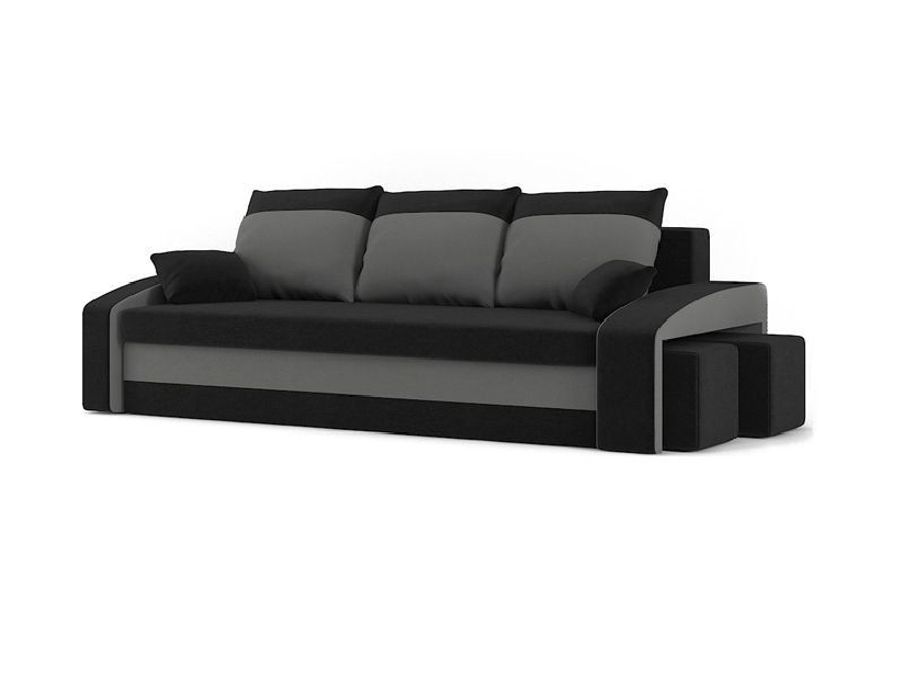 Sofa Hamida (crna + siva) (s tabureom) 