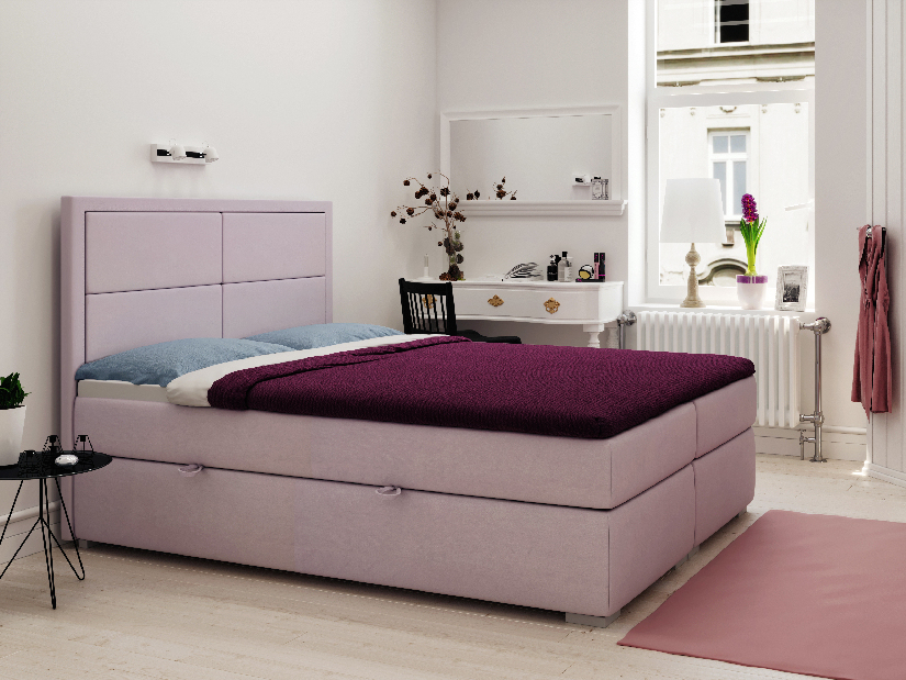 Bračni krevet Boxspring 140 cm Menorra (ružičasta) (s prostorom za odlaganje)