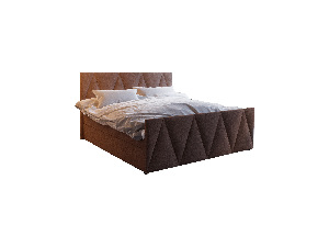 Bračni krevet Boxspring 180 cm Milagros 3 (tamnosmeđa) (s madracem i prostorom za odlaganje)