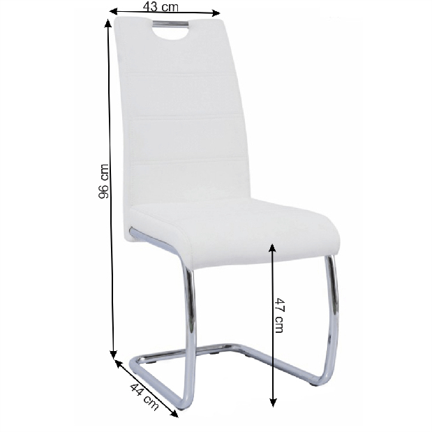 Blagovaonska stolica Abalia New (bijela + krom) 