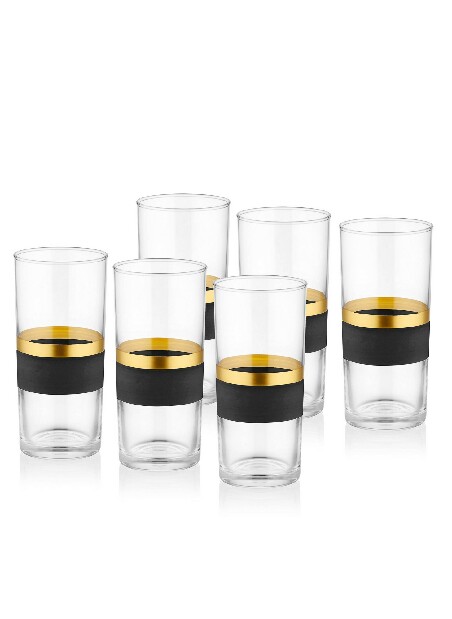 Set čaša (6 kom.) Dolores 8 (crna + zlatna)