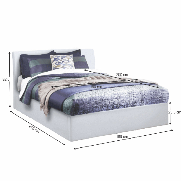 Bračni krevet 160 cm Kralla (bijela) (s podnicom)