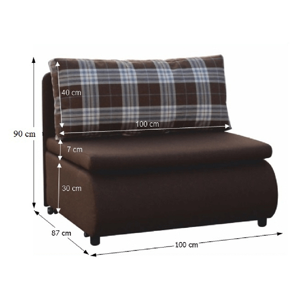 Fotelja Kotu New (smeđa + karirano smeđe) 