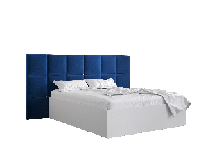 Bračni krevet s tapeciranim uzglavljem 160 cm Brittany 4 (bijela mat + plava) (s podnicom)