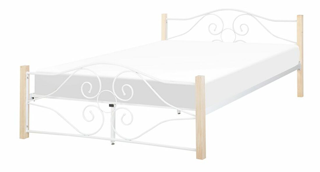 Bračni krevet 160 cm FLANGE (s podnicom) (bijela)