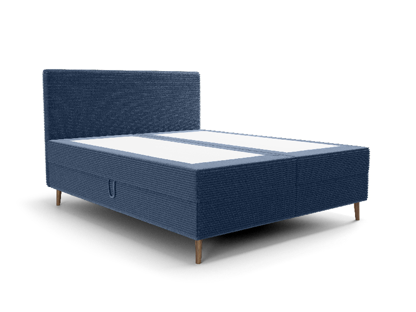 Bračni krevet 160 cm Napoli Bonell (plava) (s podnicom, s prostorom za odlaganje)