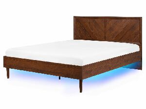 Bračni krevet 160 cm MILLET (s podnicom i LED rasvjetom) (tamno drvo)