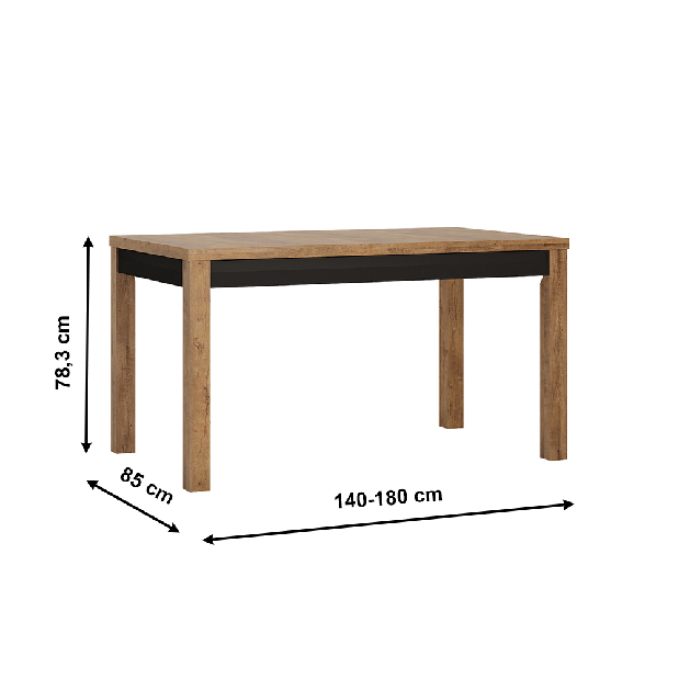 Blagovaonski stol Lacetta HAVT02 (hrast lefkas s tamni + crna) (za 6 do 8 osoba)