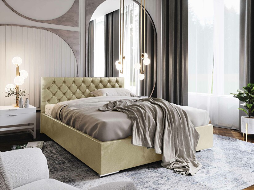 Bračni krevet 180 cm Danita (bež) (s podnicom i prostorom za odlaganje)