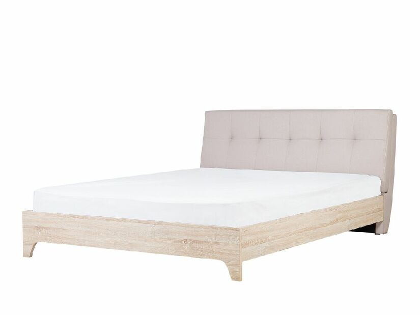Bračni krevet 180 cm BERGAMO (s podnicom) (bež + svijetlo drvo)
