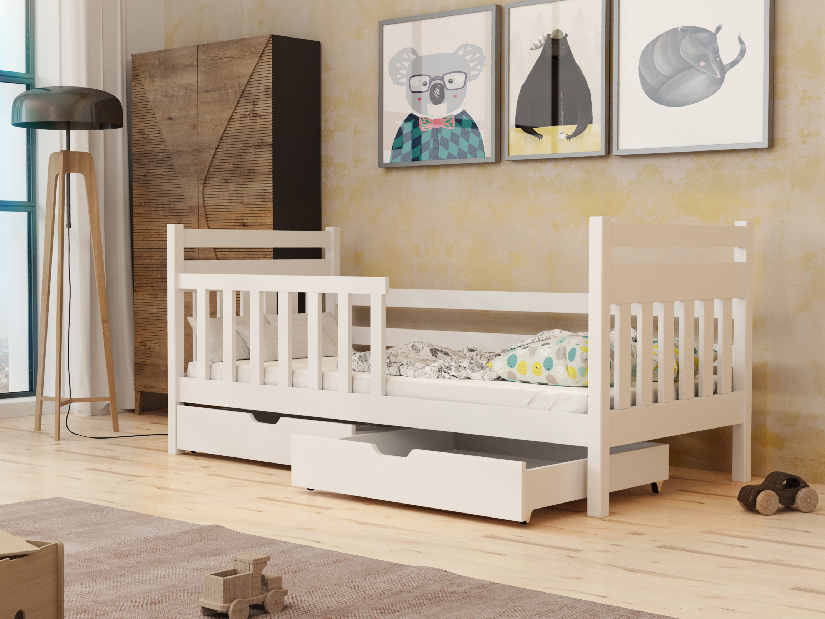 Dječji krevet 90 x 190 cm Kasey (s podnicom i prostorom za odlaganje) (bijela)