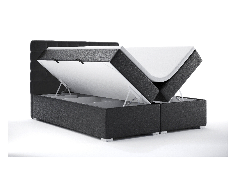 Bračni krevet Boxspring 180 cm Clady (crna ekokoža) (s prostorom za odlaganje)
