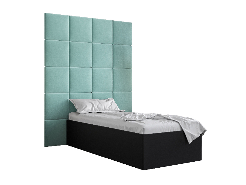 Jednostruki krevet s tapeciranim uzglavljem 90 cm Brittany 3 (crna mat + metvica) (s podnicom)
