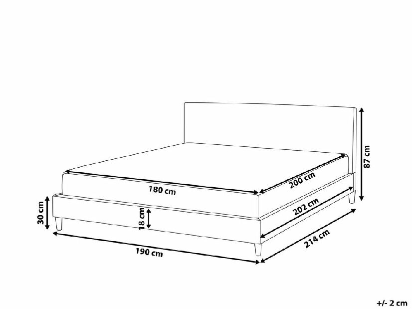Bračni krevet 180 cm FUTTI (s podnicom i LED rasvjetom) (crna)