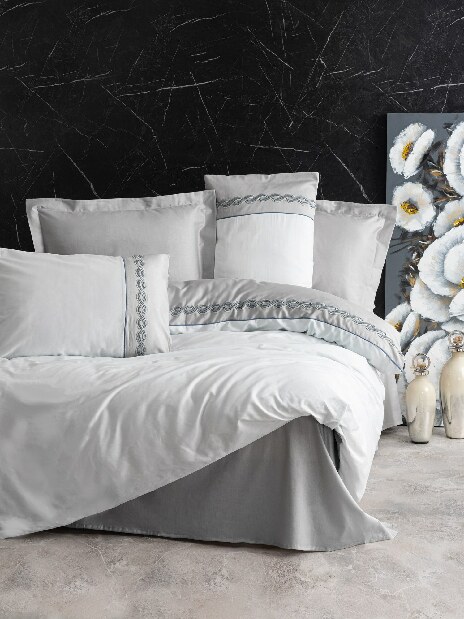 Set satenske posteljine 200 x 220 cm Fedor (siva + bijela)