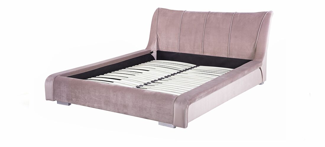 Bračni krevet 160 cm NICE (s podnicom) (ružičasta baršunasta)